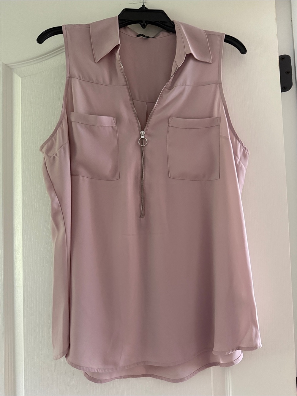 Express Sleeveless Zip-Front Tunic in Dusty Rose